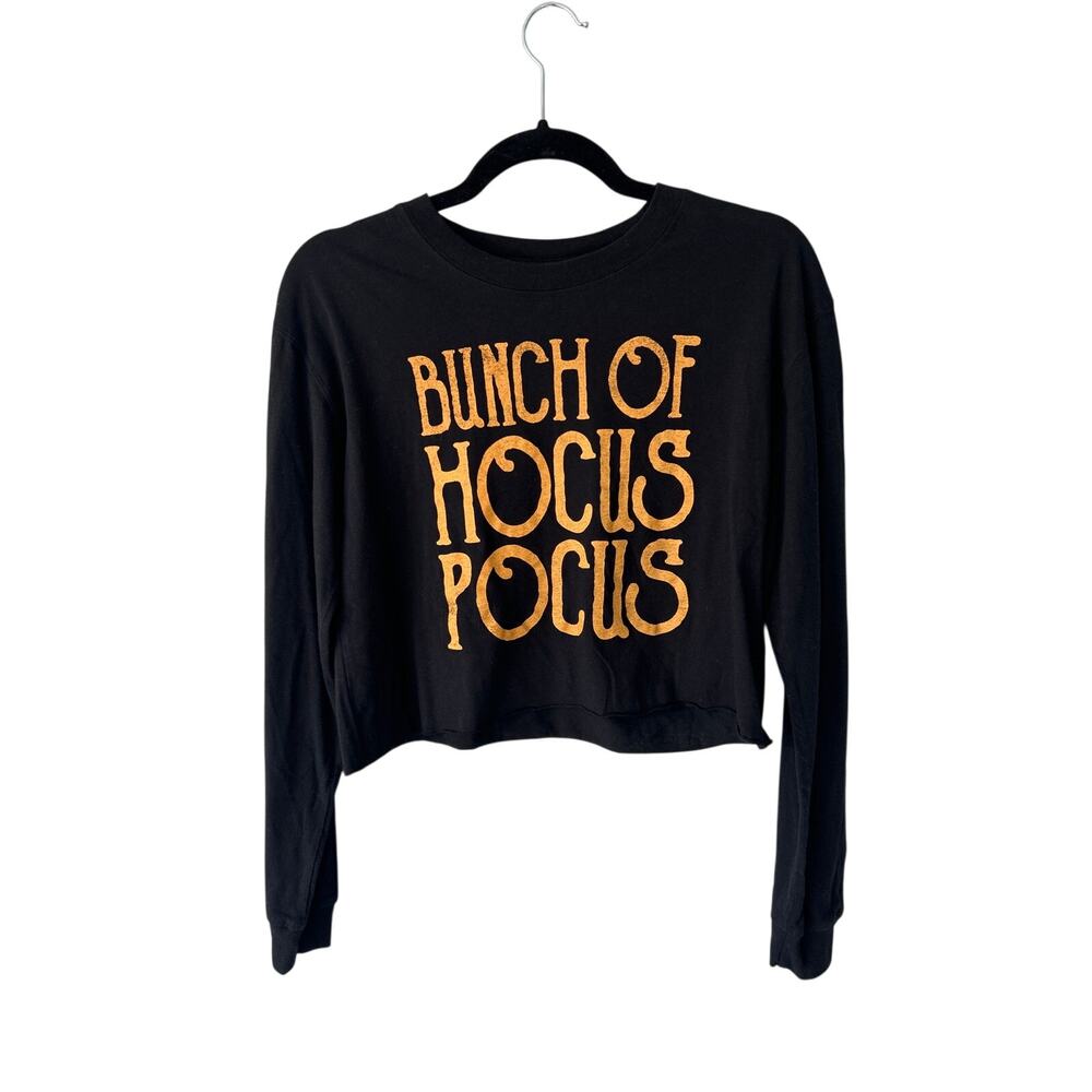 Freeze Bunch of Hocus Pocus Black Cropped Long Sleeve Tee Medium